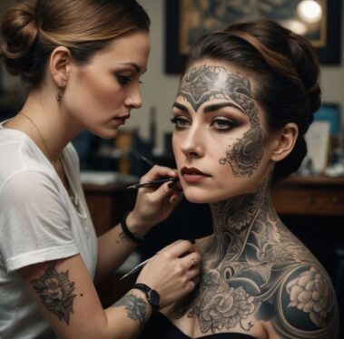 woman face tats - 1